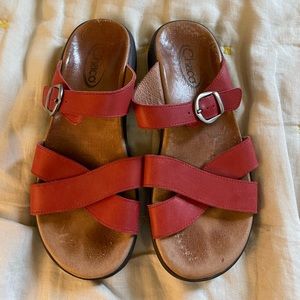 Chaco slides red leather size W8